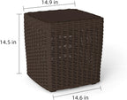 35 Gallon Outdoor Storage Box, Faux Rattan Deck Box with Removable Lid & Lockable Feature, All-Weather Waterproof Storage Bench for Poolside, Garden Tools Delivery Packages, Brown