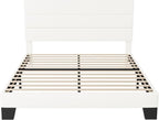 Allewie Queen Size Platform Bed Frame with Velvet Upholstered Headboard and Wooden Slats Support, Fully Mattress Foundation/No Box Spring Needed/Easy Assembly, White