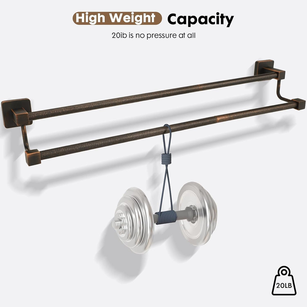 Bathroom Double Towel Bar Oil Rubbed Bronze, 24 Inch Square Towel Racks for B...