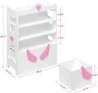 Timy Kids Bookcase 4-Tier Toy Storage Organizer Multifunctional Bookshelf with 2 Movable Drawers Bookcase Toy Storage Cabinet Display Stand for Bedroom