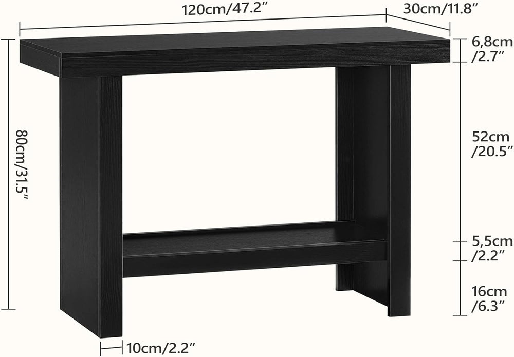 MAHANCRIS Console Table, 47.2'' Black Entryway Table for Hallway, Nar...