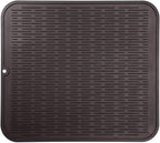 Silicone Dish Drying Mat for Multiple Usage,Easy clean,Eco-friendly,Heat-resistant Silicone Mat for Kitchen Counter or Sink,Refrigerator or Drawer Liner Coffee XL 18 inches x 16 inches