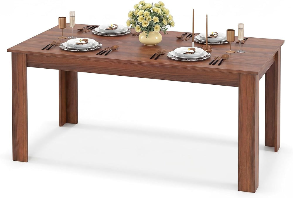 GOFLAME Dining Table for 4-6 People, 63” Modern Kitchen Table with L-Shaped L...