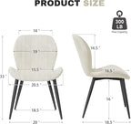 Dining Chairs Set of 2 Modern Velvet Dining Room Chairs Upholstered Dining Chairs with Thick Cushions Metal Legs Armless Back Chair for Kitchen and Living Room Cream