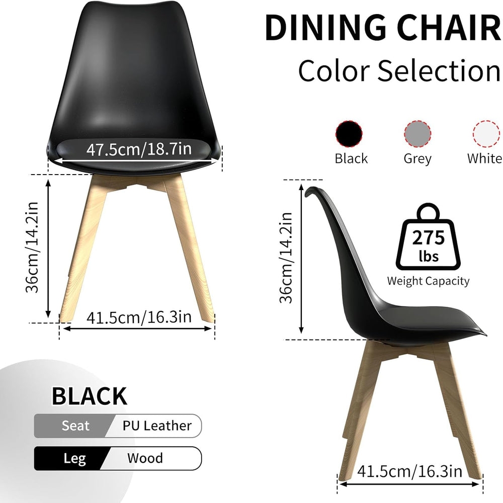 YLGJ&TIDY Modern Dining Chairs Set of 4 PU Leather Upholstered Chairs wit...
