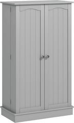 41" Kitchen Pantry Storage Cabinet, Freestanding Kitchen Cabinet with 12 Door Shelves, Double Doors, 5-Tier Shelving and Adjustable Shelves, Paper Gray