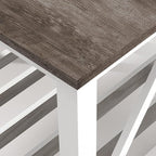 Farmhouse Coffee Table for Living Room, 2-Tier Rectangular Wooden Centre Cocktail Table with Slats Shelf Storage and V-Shaped Frame, Oak Grey