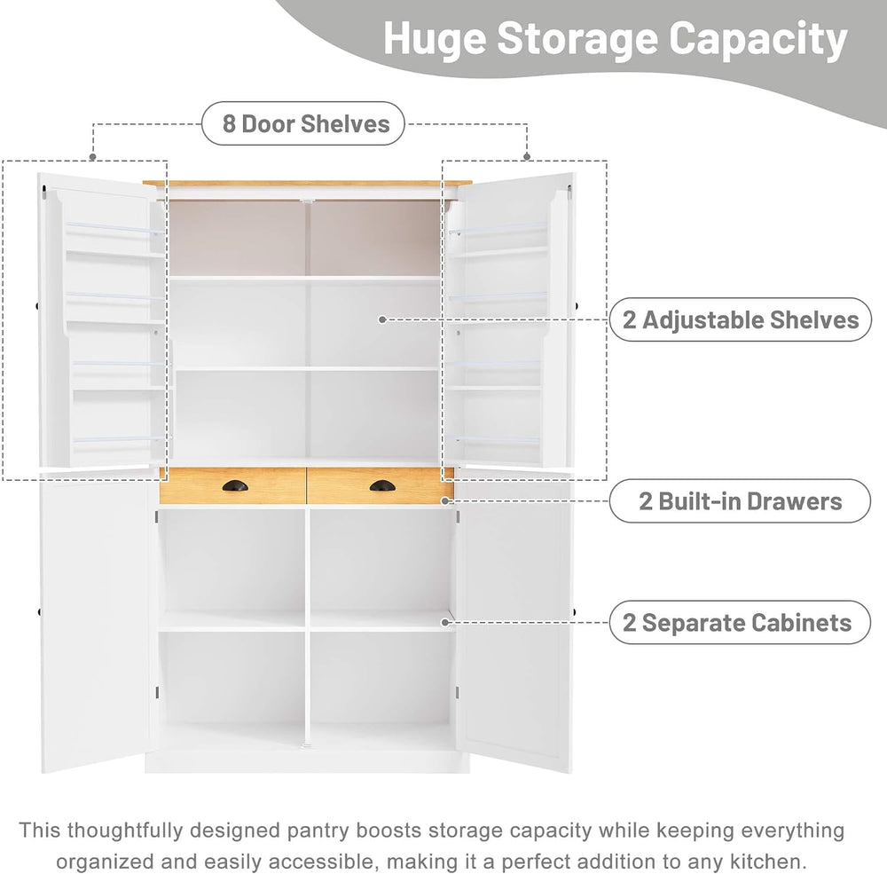 Litex 40.2" Wide Kitchen Pantry Cabinet, 71.3" Tall Freestanding St...