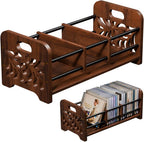 CD Holder,DVD Holder Storage,Wood CD Rack Organizer,DVD Rack,Cassette Tape Storage with Dividers for CDs, DVDS, Tapes,Video Game Cases, Tape Display Stand, Hold 35Pcs