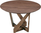 Acanva 47" Small Round Dining Table for 4 Person, MDF Top and Sturdy Wood Base Structure, Modern Design for Kitchen, Compact Space & Apartment, Walnut Brown