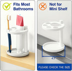 Metal Toothbrush Holder Stand for Bathroom: Stainless Steel Ventilated Organizer with Slots for Electric Toothbrushes, Toothpaste, Razors & Small Comb, Unique Footprint Base Design, White