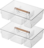 2 pack Large Plastic Portable Caddy with Handle, Storage Organizer Bin for Art Supplies, Crafts, Colored Pencils, Dorm Caddy, Shower, Cleaning, Kitchen, Office, Dorm, Desktop, Makeup Tote