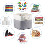 Mangata Fabric Storage Basket, Canvas Cube Storage Boxes 11.8 x 11.8 inch for Cupboards, Shelves, Closet, Grey Whiteï¼ˆ30x30x30cm, 4 Packï¼‰