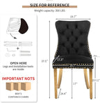 Mid Century Modern Dining Chairs Set of 6, Black Velvet Upholstered Tufted Back, Kitchen & Dining Room Chairs, Gold Metal Legs, Nailhead Trim, Sillas para Comedor (Black, 6 Pcs)