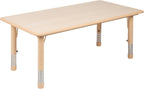EMMA + OLIVER Adjustable Kids Activity Table for Home Use, Height-Adjustable Classroom Table for Kids, 23.625" W x 47.25" D x 14.5-23.5" H, Natural
