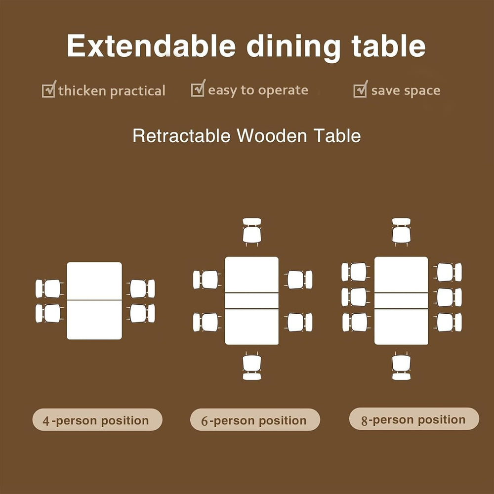 Extendable Dining Room Table for 6 8 10, 78.74" Modern Faux Travertine W...