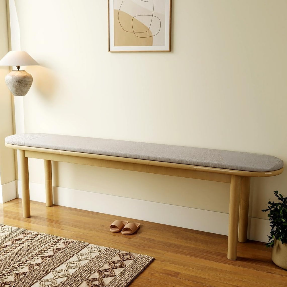 63" Dining Bench Rubber Wood for 6-8 Person,Bedroom Bench,Window Bench,E...