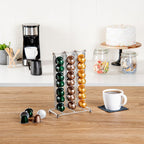 Restaurantware Restpresso 6.5 x 3.7 x 10.4 Inch Coffee Capsule Holder 1 Durable Pod Stand - Holds 42 Nespresso Capsules 4 Raised Legs Iron Espresso Pod Organizer Pods Not Included (Pack of 2)