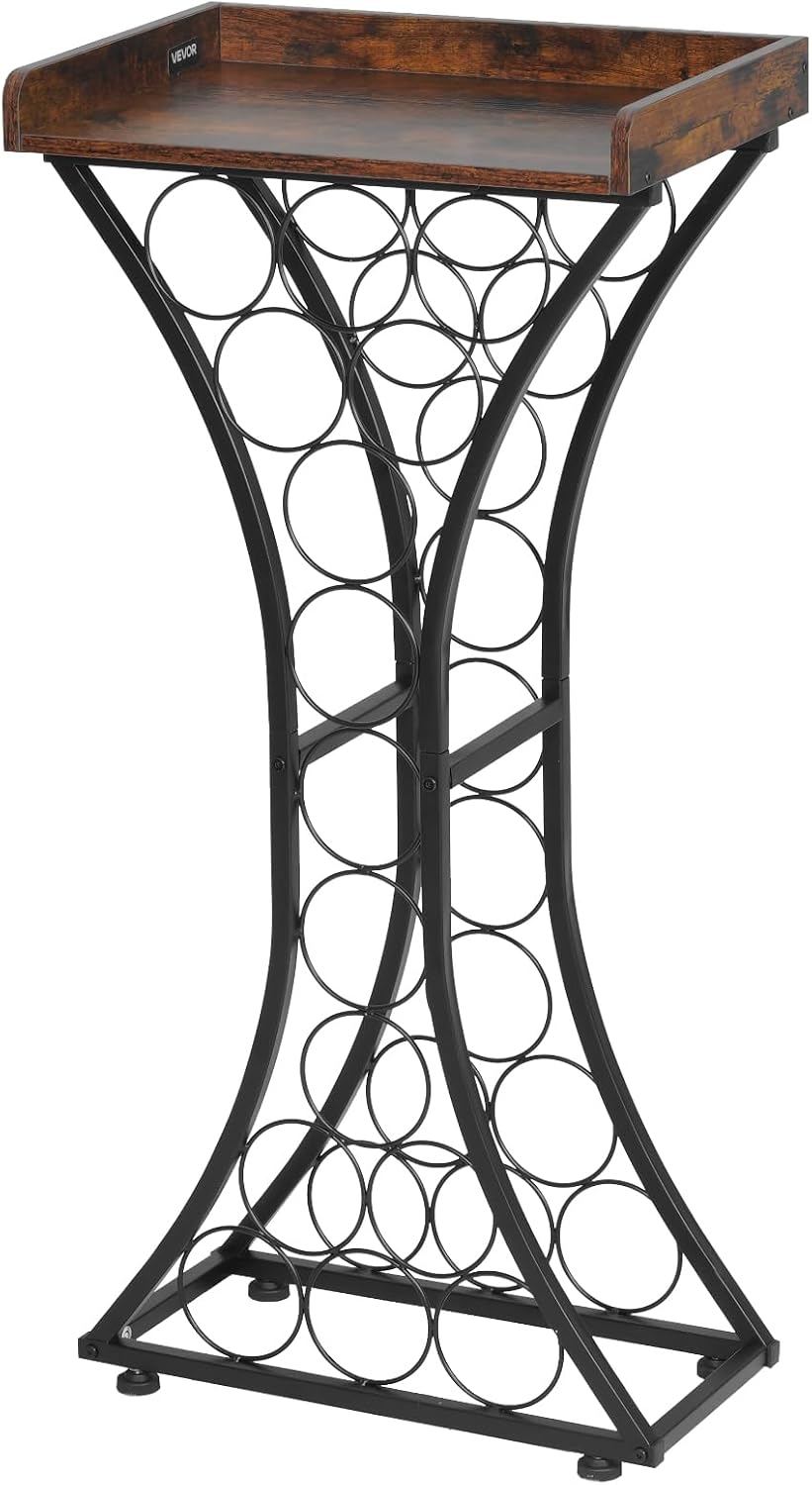 VEVOR 15 Bottle Wine Rack,Iron Freestanding Floor Wine Holder, Mini Bar Stand...
