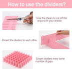 acDesign 40Pcs Grid Drawer Dividers, Adjustable Drawer Organizer for Socks, Underwear, Lingerie, Makeup, Bedroom Office Kitchen Storage (Pink)