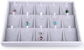 Oirlv Velvet Jewelry Organizer Trays Stackable Showcase Jewelry Display Storage Tray (15 Grids Insert)
