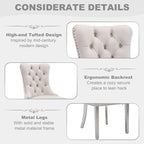 51 Inch Glass Dining Table Set for 4, Rectangular Glass Kitchen Table with 4 Upholstered Velvet Accent Chairs, 5 Piece Modern Dining Room Set, for Home, Apartment, Small Spaces - Beige Silver