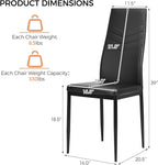 ERGOMASTER Dining Chairs Set of 4 Black PVC Dining Room Modern Soft Leather Padded Living Room Side Chairs with Sturdy Metal Legs & Non-Slip Feet Pads