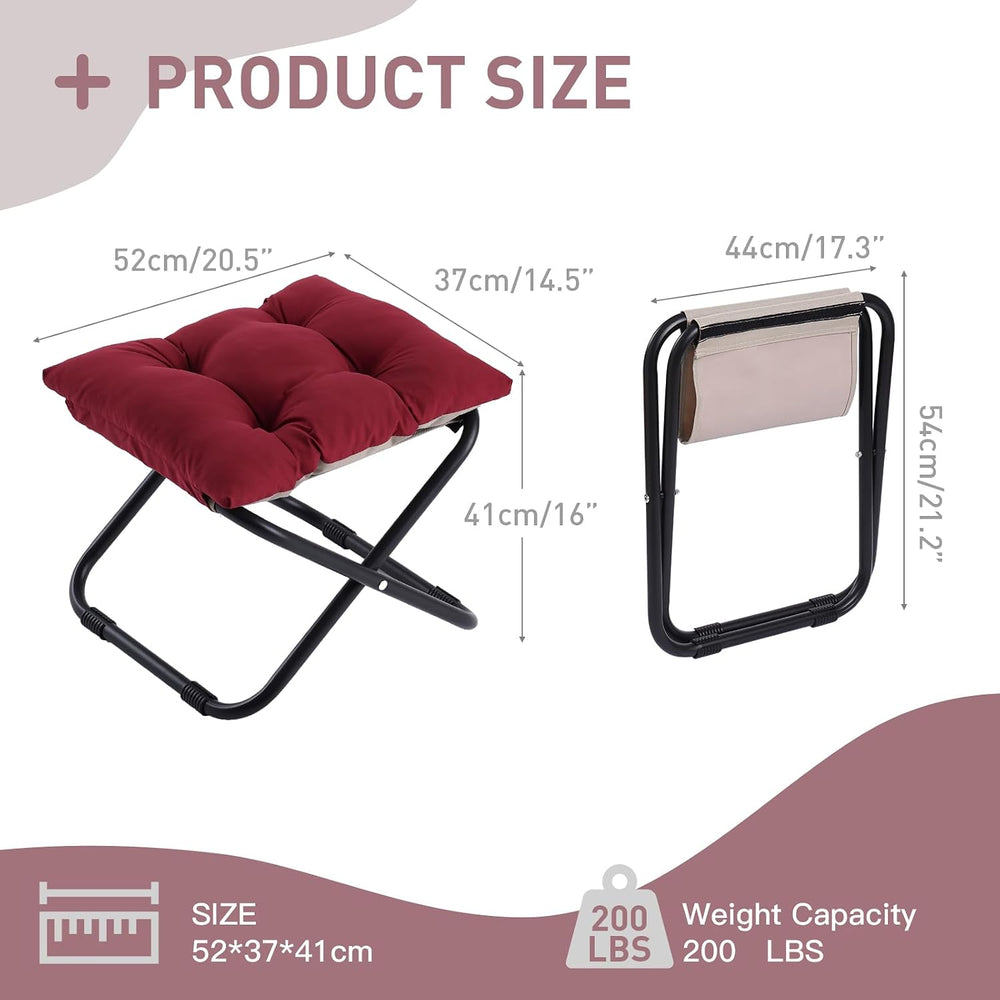 LITA Folding Footrest Stool, Portable Ottoman Foot Rest, Upholstered Small Fo...