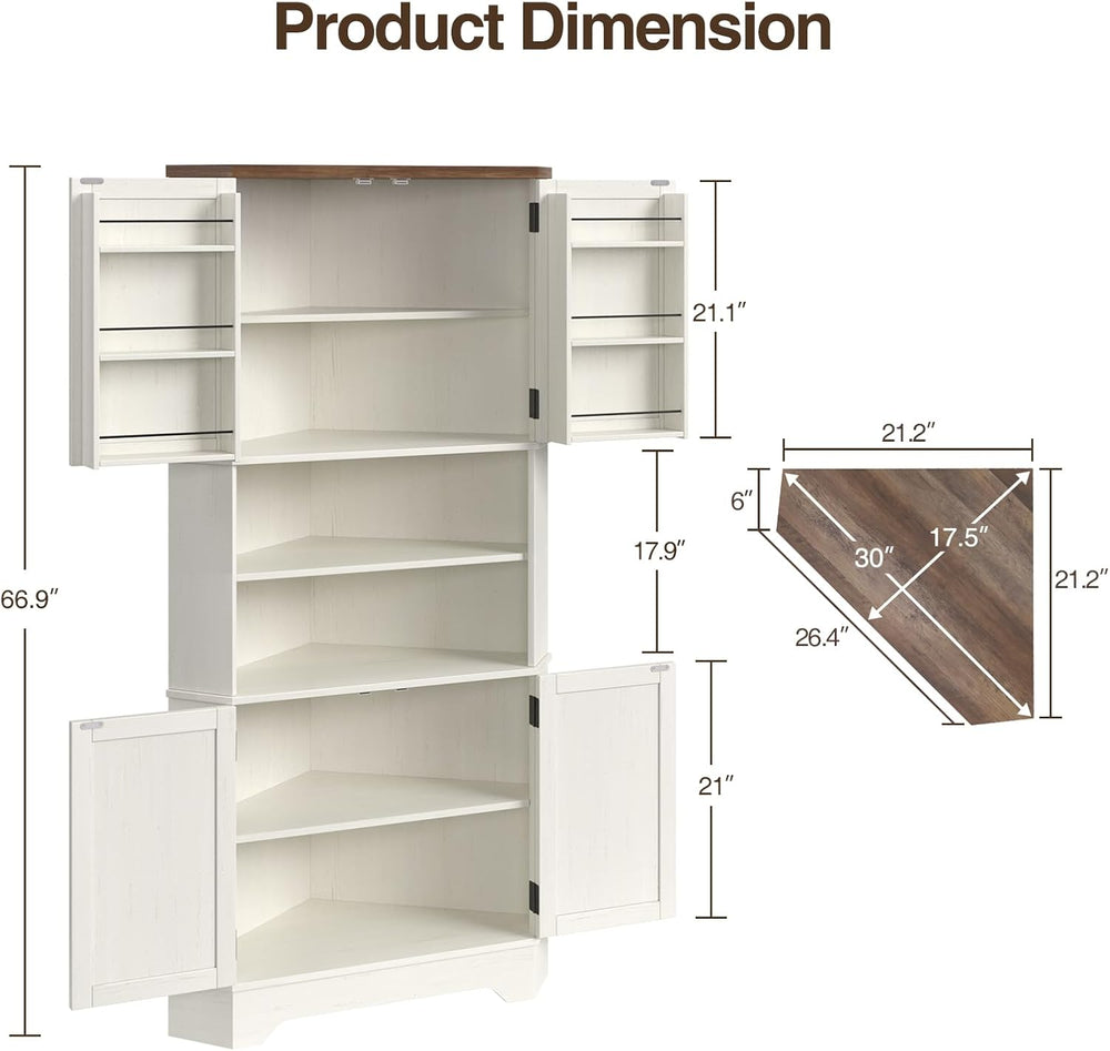 Befrases Corner Cabinet, 67''H Kitchen Pantry Storage Cabinet, 6-Tier...