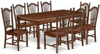 East West Furniture DODO9-MAH-W 9 Piece Dining Set Includes a Rectangle Dining Room Table with Butterfly Leaf and 8 Kitchen Chairs, 42x78 Inch, Mahogany