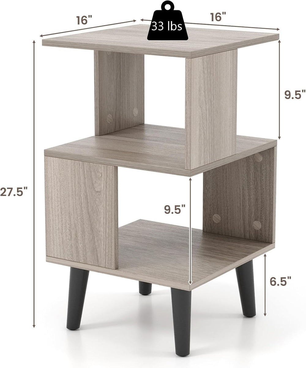 Giantex End Table, Wood Nightstand with Legs, Accent Sofa Side Table Open Sto...