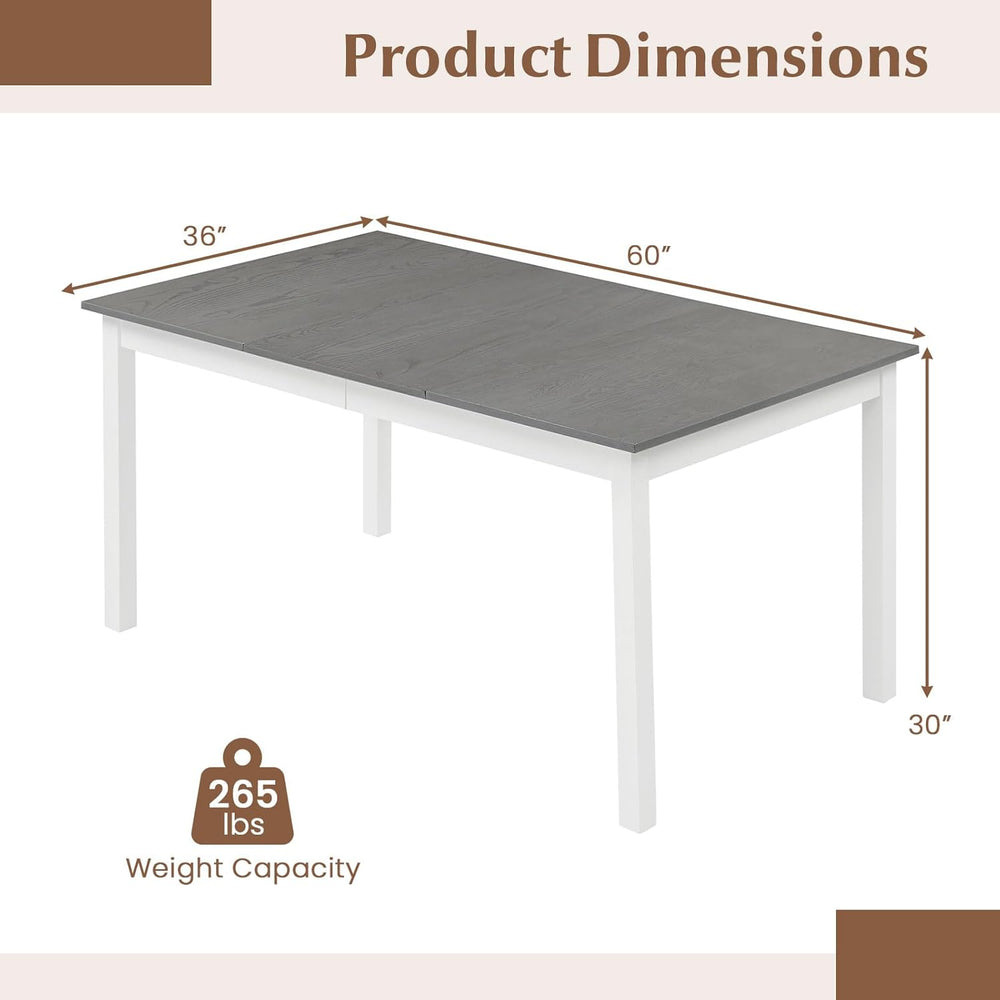 Giantex Dining Table for 4-6, 60" Rectangular Kitchen Table with Solid R...