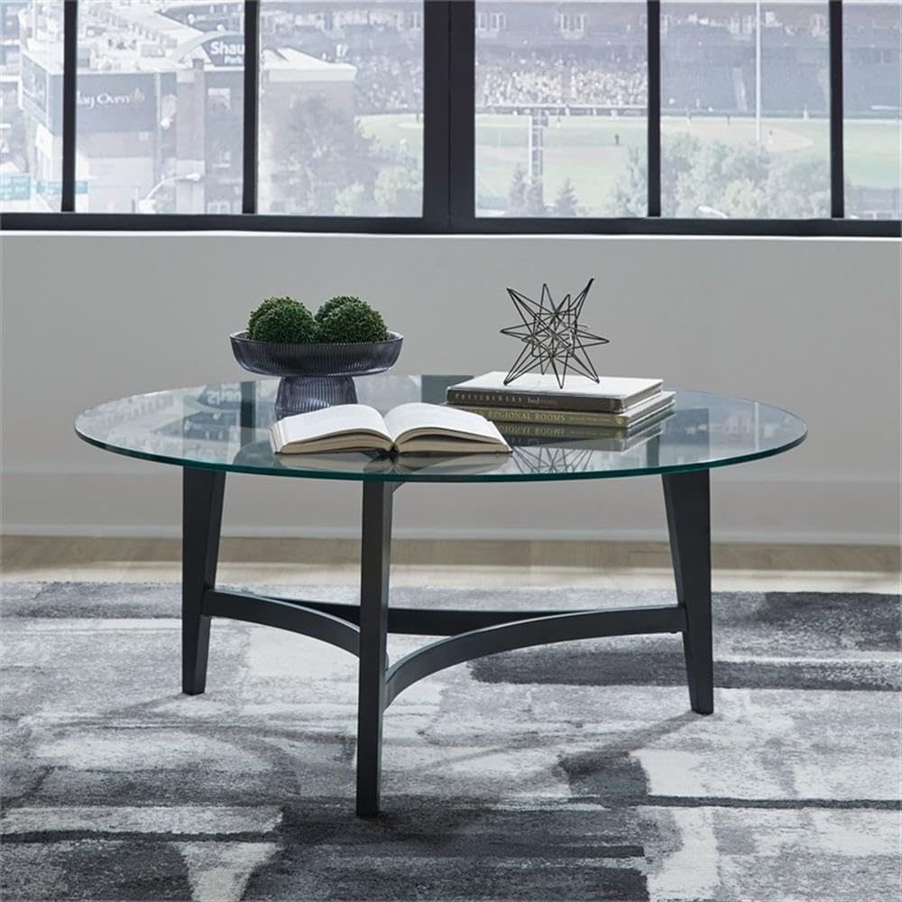 Pemberly Row 3 Piece Metal and Glass Coffee Table Set, Espresso Finish, Inclu...