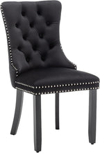 Mid Century Modern Dining Chair Set of 8 Velvet Upholstered Dining Room Chair Farmhouse Dining Accent Chairs with High Back and Nailhead Trim for Kitchen, Living Room, Bedroom (Black, set of 8)