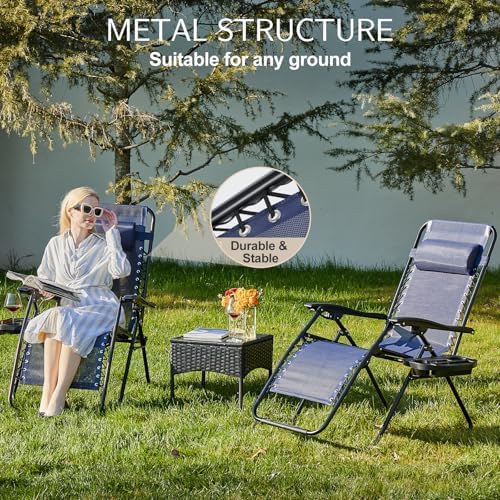 Sweetcrispy Zero Gravity Chairs Set of 2, Outdoor Folding Reclining Lounge Ch...