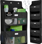 GORILLA GRIP Large Capacity Closet Organizer, 5 Deep Shelves, Holds 50lbs, Over the Door Organizers 6 Mesh Pockets, Shelf Storage for Clothes Crafts Dorm Essentials, 3 Metal Hooks, 58x15 Inches, Black