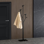 JIAYUEJU Freestanding Coat Rack Tree-shaped Metal Coat Tree with Heavy Duty Marble Base Corner Clothing Rack for Bedroom Entryway Hallway 14.96 x 10.24 x 68.9 Inches (Black)