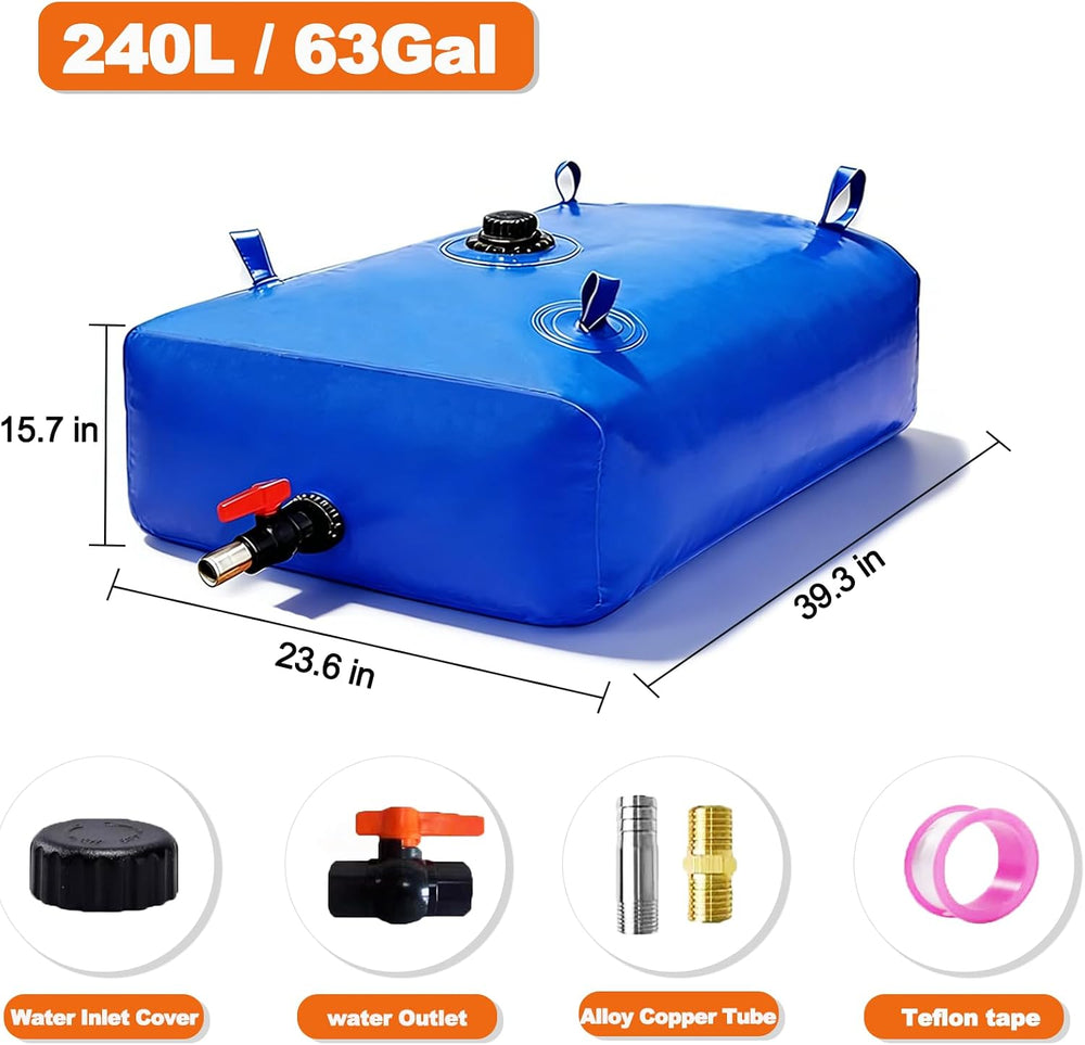240L/63 Gal Water Bladder Tank, Foldable Portable Water Storage Container