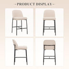 COLAMY Counter Height Bar Stools Set of 4, 25 Inch Modern Fabric Kitchen Island Stools with Back, Upholstered Counter Barstools Armless Bar Chairs with Metal Legs for Island Dining Room Bar, Beige