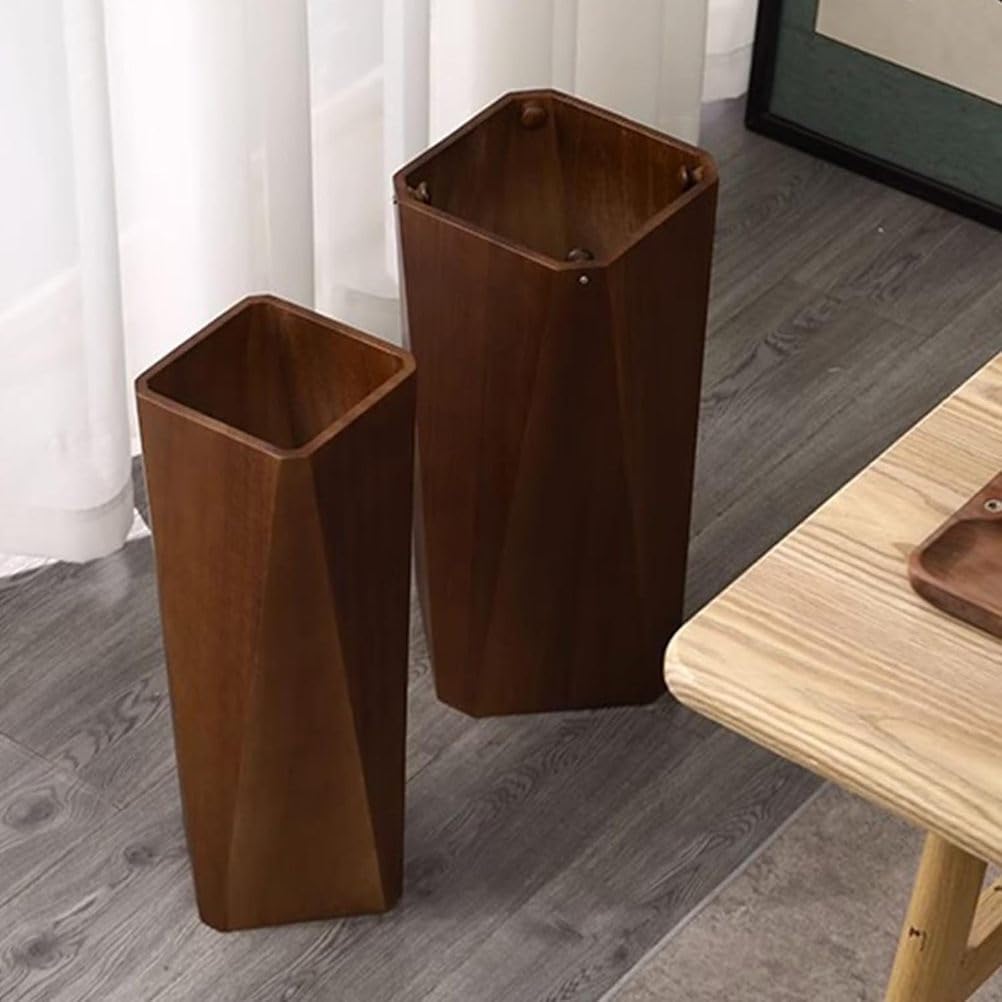 Wooden Umbrella Holder Solid Wood Storage Bucket Stylish Drain Rack Umbrella Stand Organizer Bin for Hotel Supermarket Office,Natural Wood