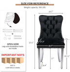 Mid Century Modern Dining Chairs Set of 8, Black Velvet Upholstered Tufted Back, Kitchen & Dining Room Chairs, Brushed Silver Metal Legs, Nailhead Trim, Sillas para Comedor (Black, 8 Pcs)