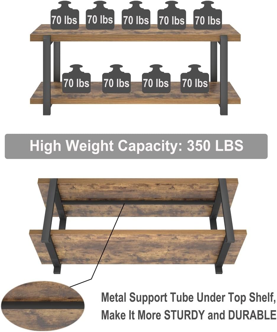 EXCEFUR Entryway Bench, Industrial Shoe Storage Bench for Living Room Bedroom...
