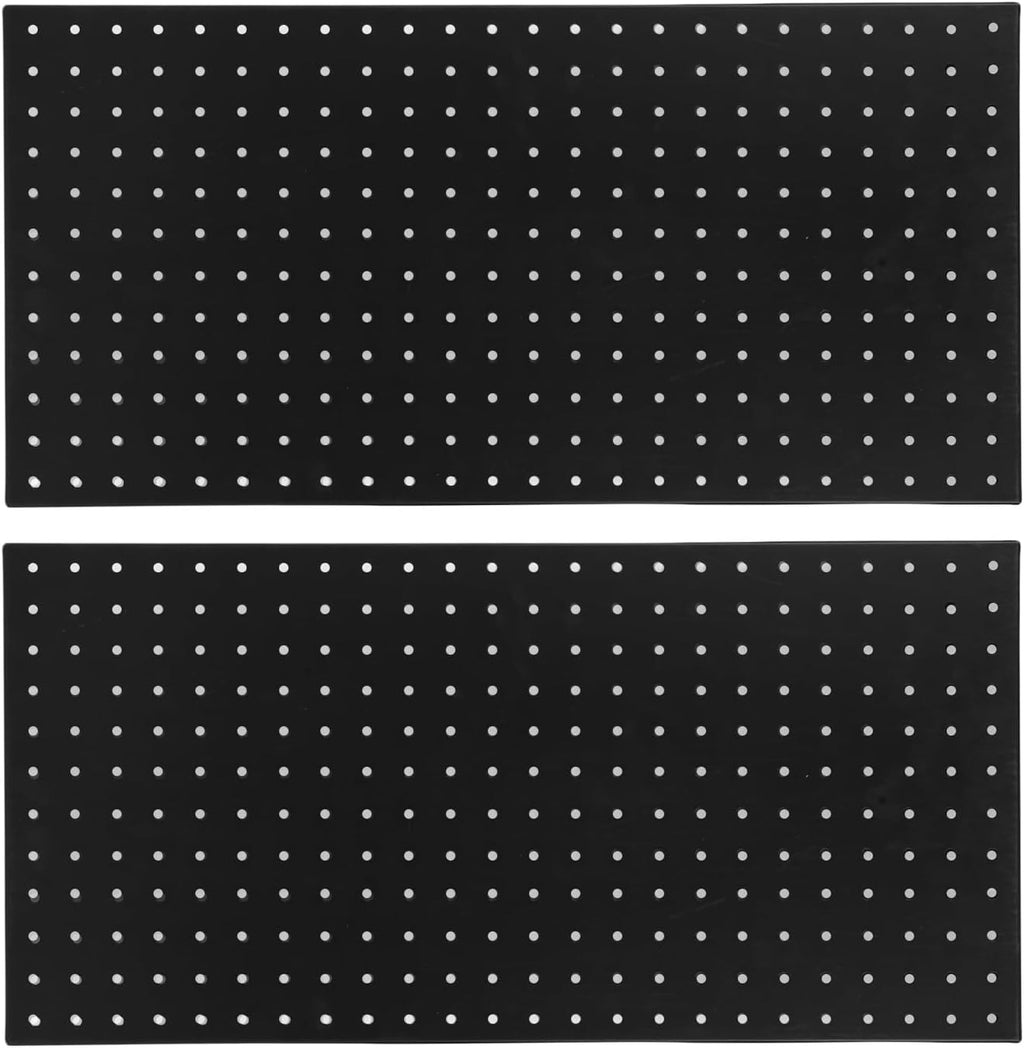 LiebeWH Metal Pegboard Wall Organizer 2 Panels 24x12 Inch Black Heavy Duty Peg Board for Garage Tool Storage