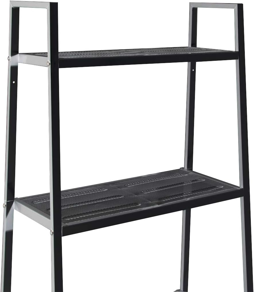 soges Ladder Shelf, 4-Tier Shelves Bookshelf, Storage Rack Shelves, Bathroom, Living Room, Plant Flower Stand, Multifunctional Display Shelfs, Simple Assembly, Black