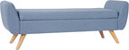 HomePop Modern Storage Bench with Wood Legs |Homepop Home Décor|Bench with Storage for Living Room & Bedroom - French Blue Woven
