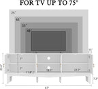 ARTPOWER 67“ Vintage TV Stand for TVs up to 75”, Modern Entertainment Center with Door Cabinets and Open Shelves, Media Console with Storage, White TV Credenza for Living Room, Bedroom