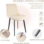 Dining Chairs, Modern PU Leather Dining Room Chair with Sturdy Metal Legs, Upholstered Seat Dinner Chairs Accent Side Chairs for Indoor Kitchen Living Room (Beige, Set of 8)