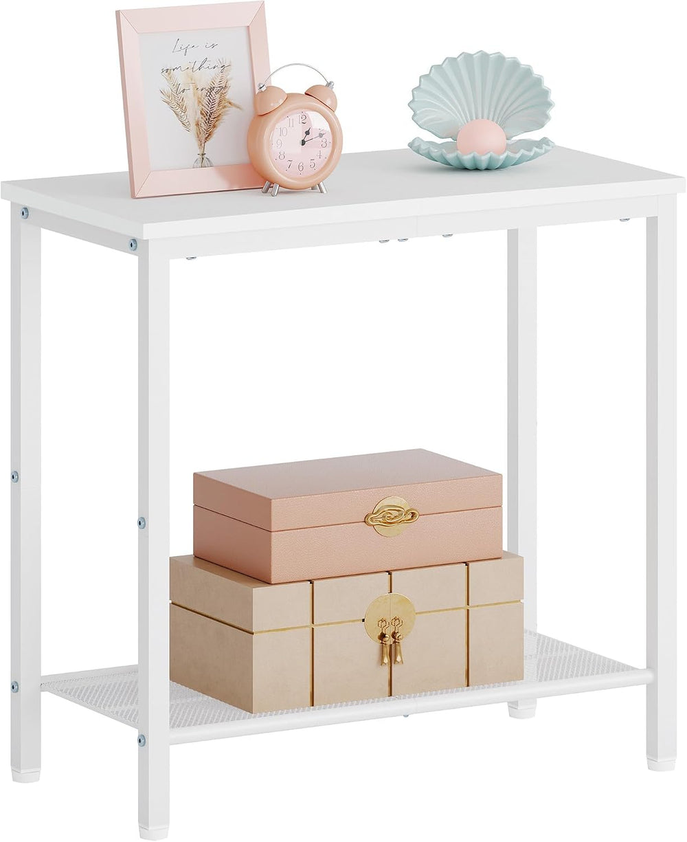 Hoctieon 2 Tier End Table, Sofa Side Table, Narrow Side Table with Storage, S...
