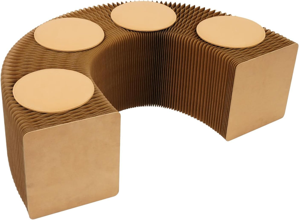 Folding Paper Stool with Pu Cushion,Accordion Paper Folding Sofa Chair,Scalab...