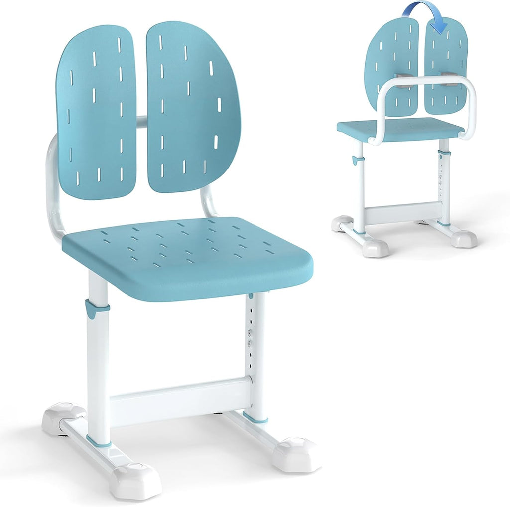 HONEY JOY Kids Desk Chair, Children Study Chair with Adjustable Height/Foot Pads, Adaptive Double Backrest, Kids Computer Chair for Teens Girls Boys, Home, School, Office (Blue)